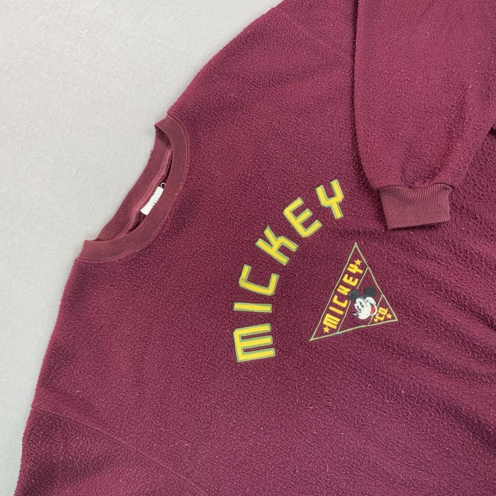 Vintage Mickey & Co Sweatshirt Men LG Red Fleece Pullover Mickey Crewneck 90s